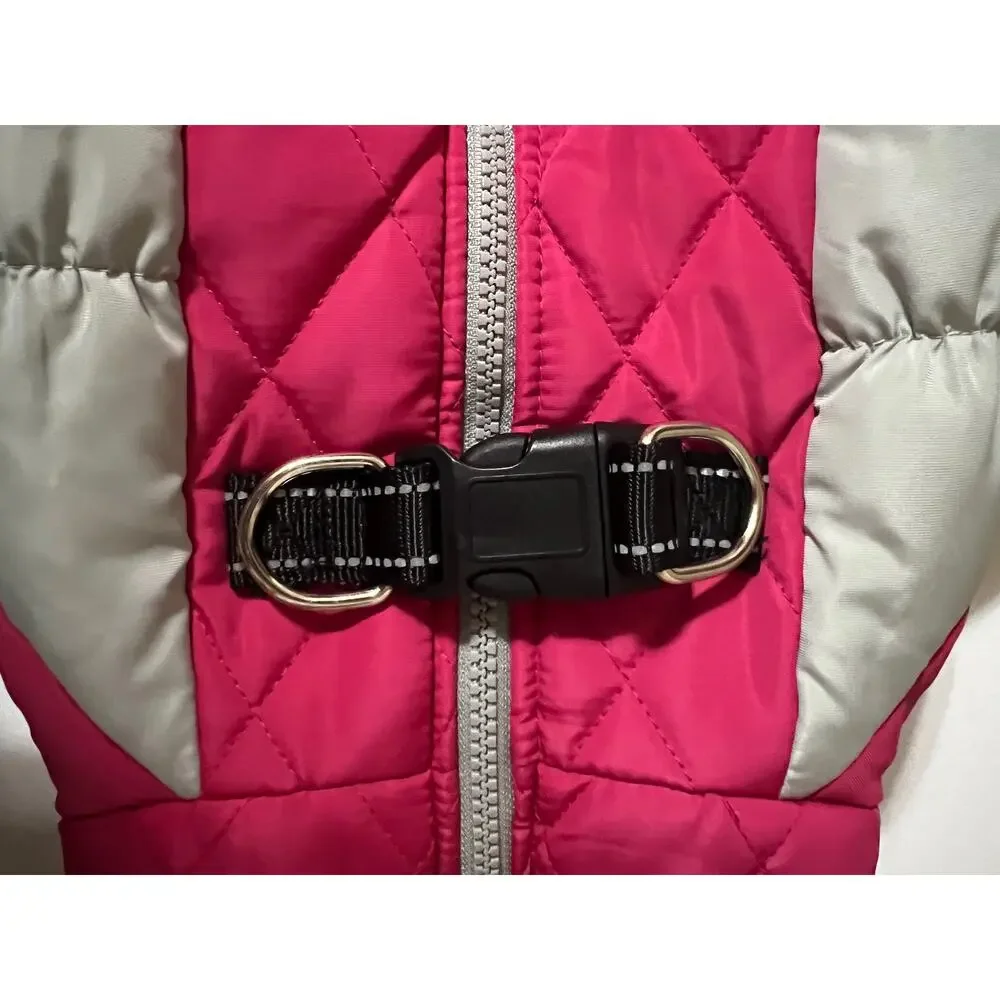 Dog Winter Coat Jacket Warm Fleece Lined Red Size Large
